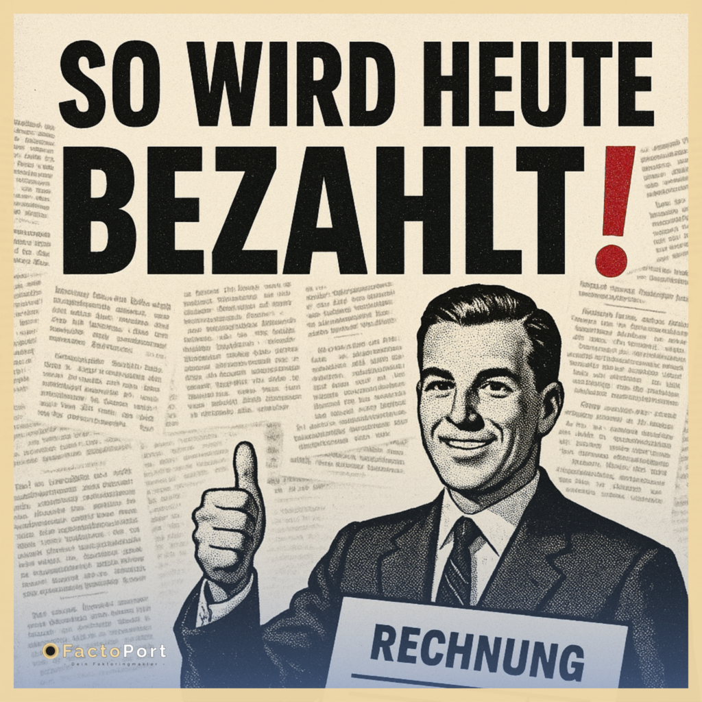 Mann vor Factoring Zeitungsausschnitten