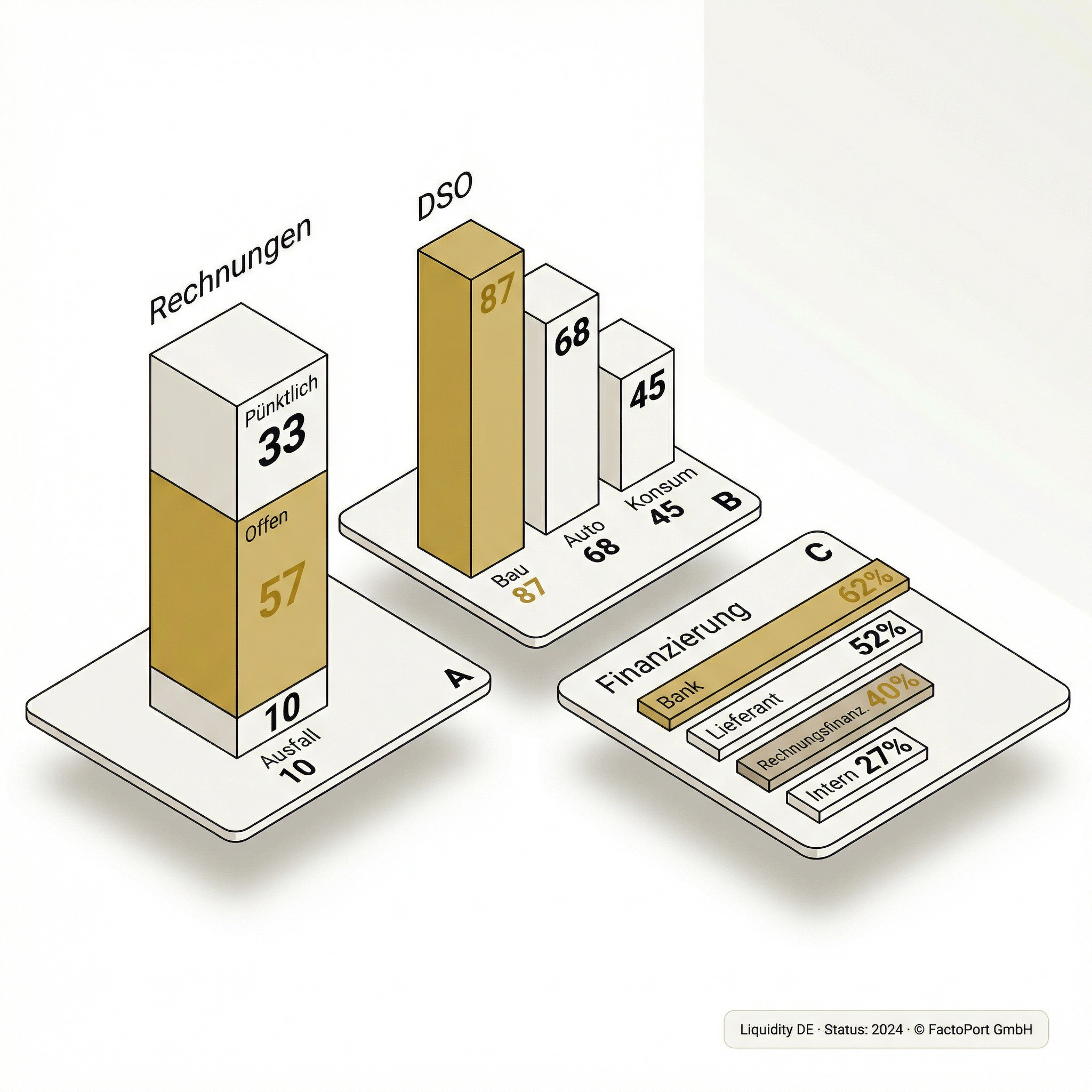 Factoring KMU Deutschland: Liquiditätsindikatoren 2024 Zahlungsstatus DSO Finanzierungsmix