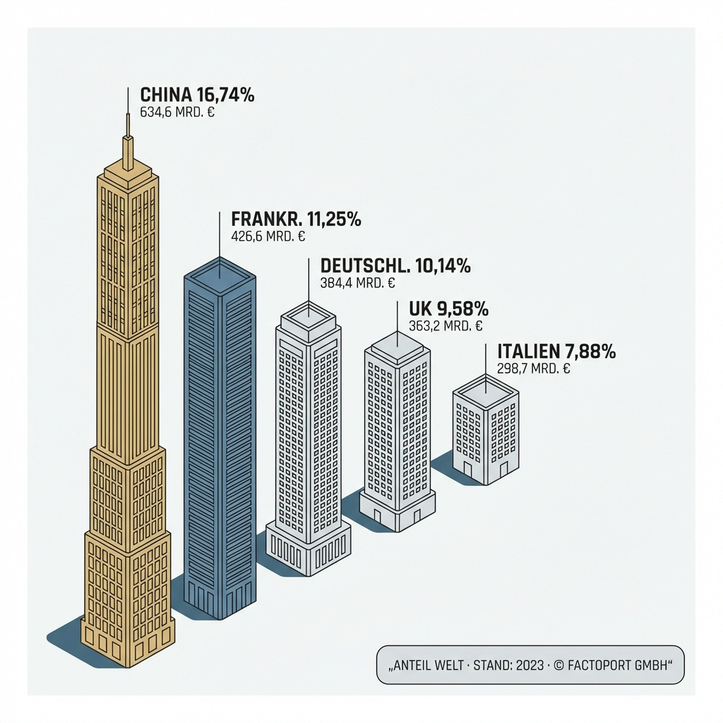 Factoring KMU Deutschland: Weltanteile Top-Länder 2023